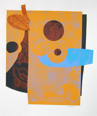 Abstract in Blue and Ochre
